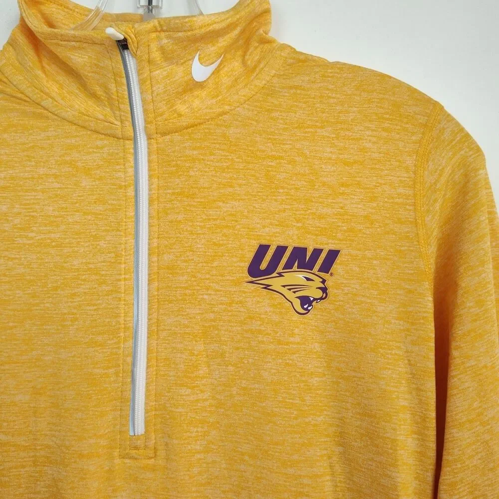 Nike‎ Dri-Fit 1/4-Zip University of Northern Iowa Sweatshirt Women's M Gold UNI